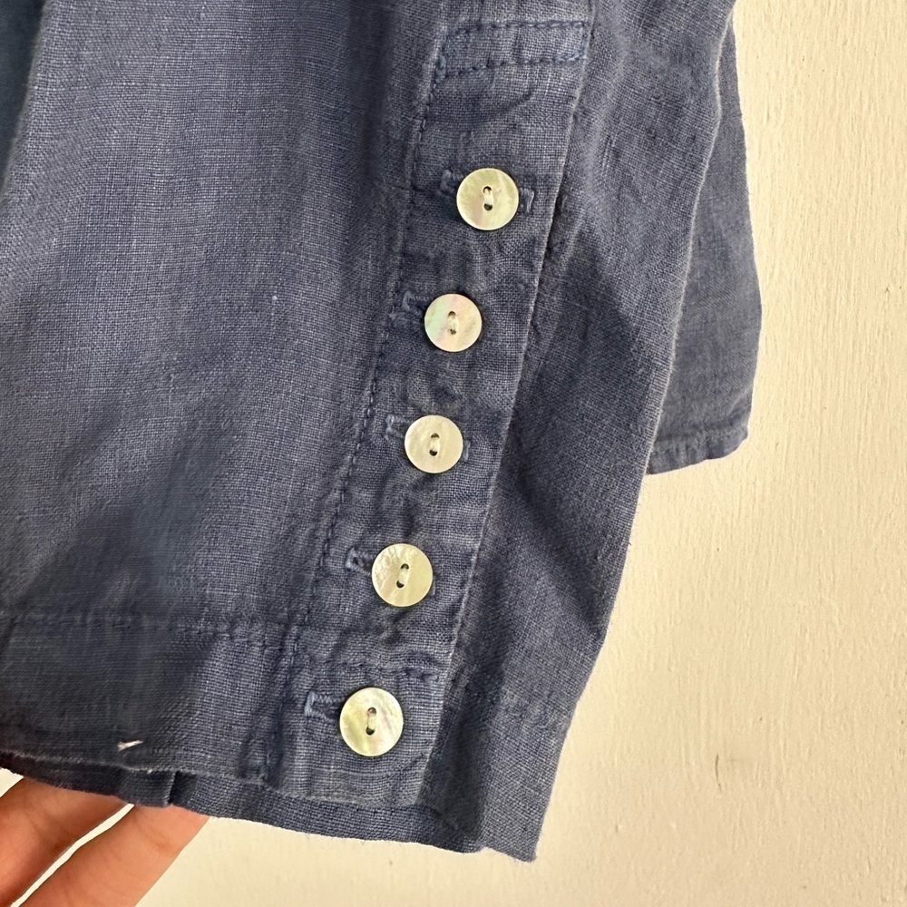 Bella Dahl Navy Linen Blazer Small One Button Closure - Picture 2 of 7